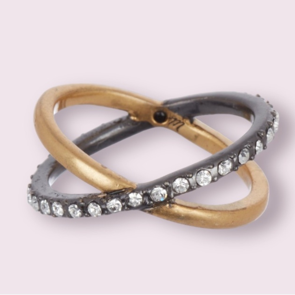 Madewell Two Tone Crossover Pave Ring - Size 7
